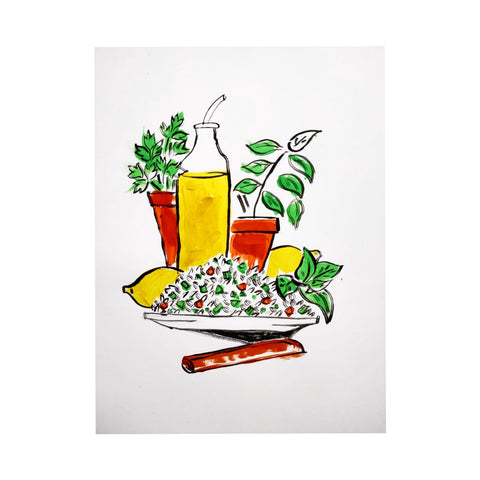 Summer tabbouleh, illustrated by Leigh