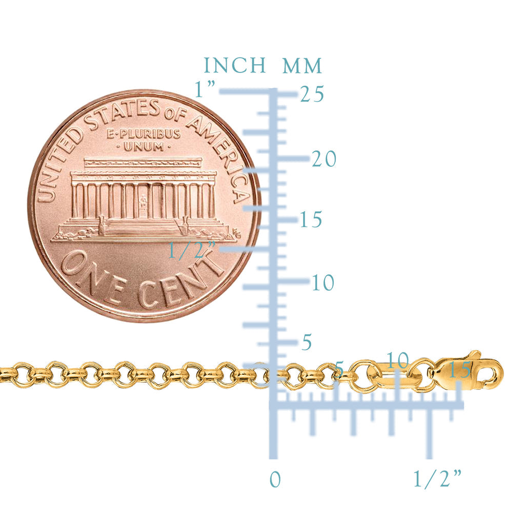 14K Yellow Gold 2.3MM Round Rolo Link Necklace