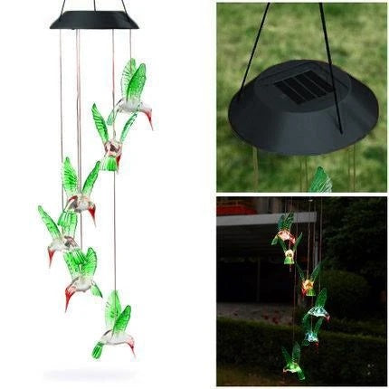 HUMMINGBIRD WIND CHIME - Solar Hummingbird Wind Chimes