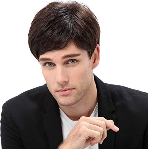 Verbier Full Head Synthetic Hair Wigs for Men and Boys (Natural Dark B –  