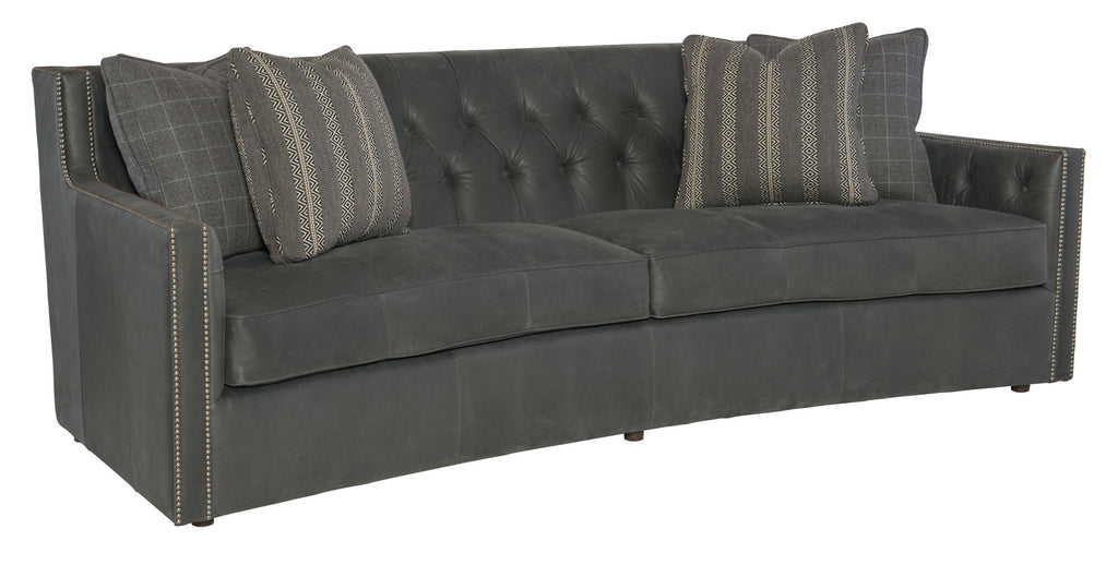 bayside curved leather sofa gray