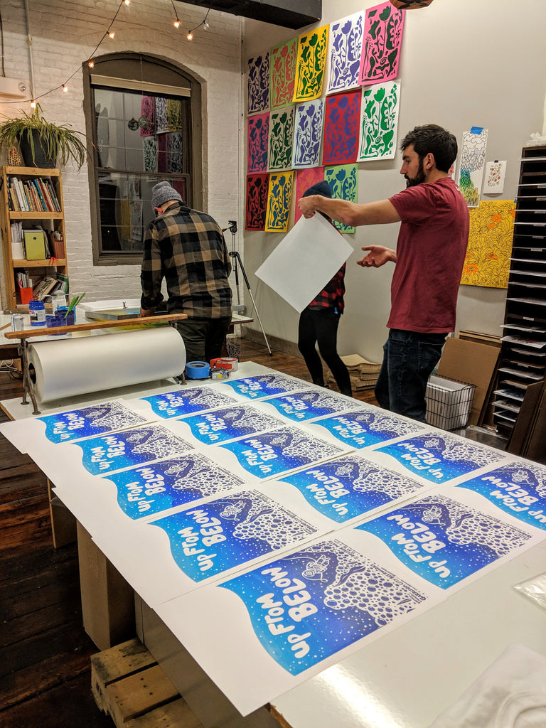 Screenprinting the Up From Below Limited Edition poster for the beer release - NOV 2018