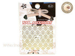 Gold Damask Pattern Adhesive Nail Sticker Nail Art - 1 pc (BM013aG)