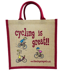 Cycling is Great Jute Shopping Bag