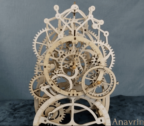 ByAnavrin Wooden Pendulum Clock 3D Mechanical Anavrin
