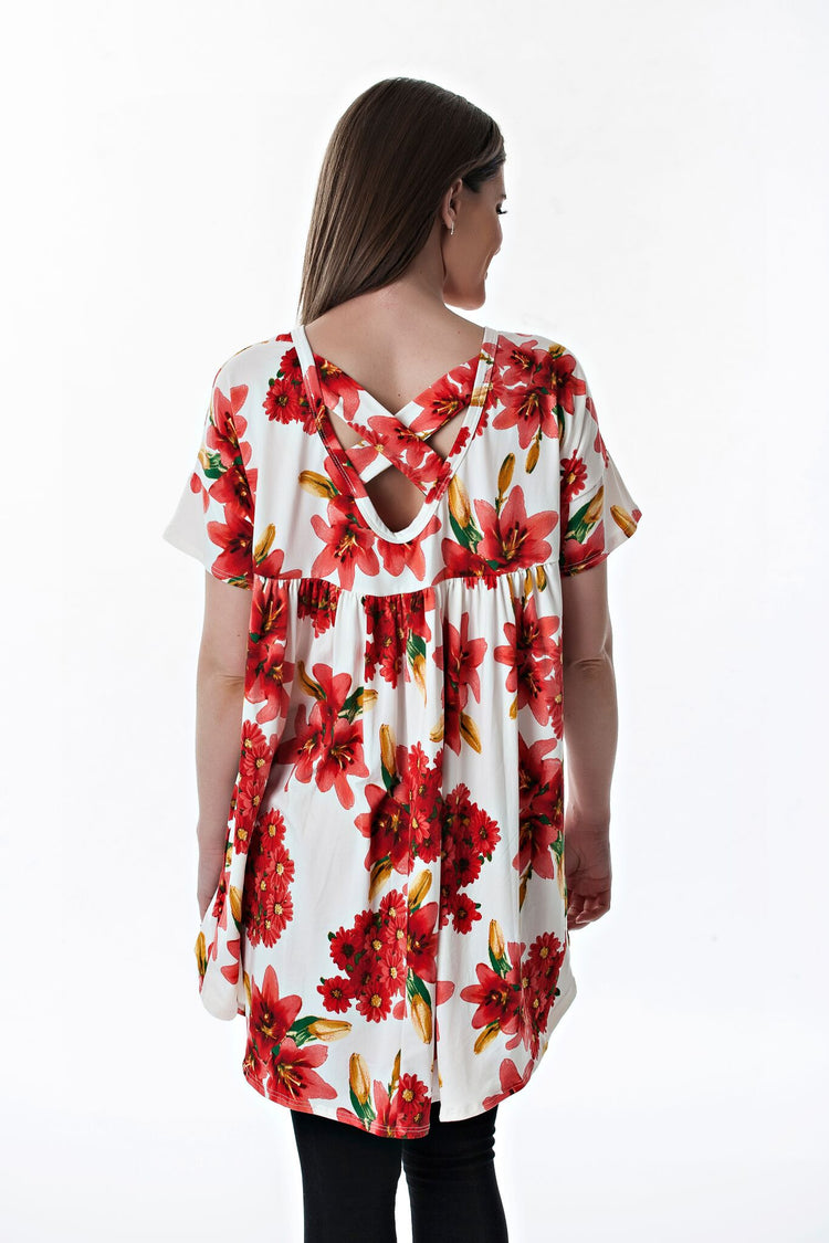 Wide Criss Cross Back Floral Tunic | 3 colors
