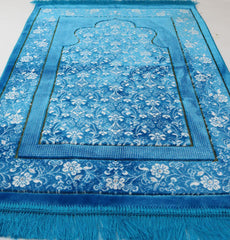 Plush Ipek Prayer Rug Blue Floral