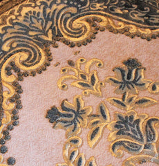 Velvet Plush Luxury Floral Vase Prayer Rug Golden Yellow / Black