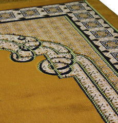 Turkish Muslim Velvet Prayer Rug Mustard Gold