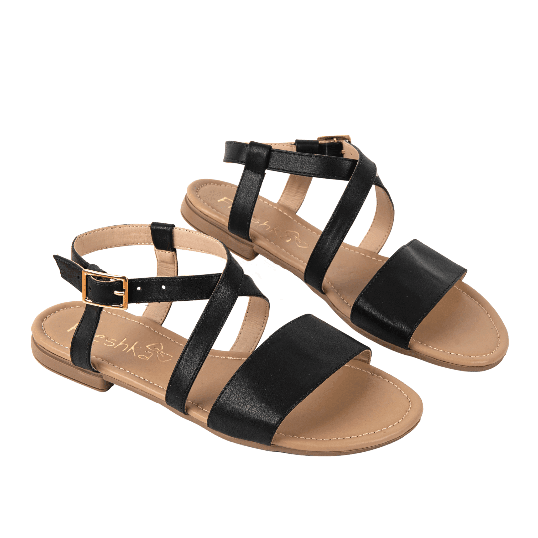 Sandalias Planas Princesa Negro FRESHKA CO