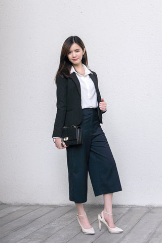 Blazer White Collared Shirt Culottes For Work