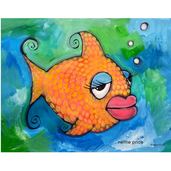 Little Orange Biglip Fish Sparkling Art Print – Nettie Price Sparkling Art