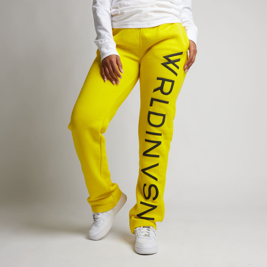 Puff Print Straight Leg Sweatpants (Yellow/Black)