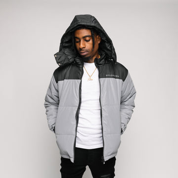 Colorblock Puffer Jacket (Reflective)