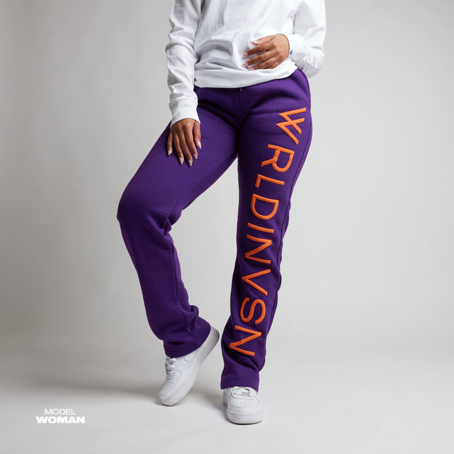 Puff Print Straight Leg Sweatpants (Purple/Orange)
