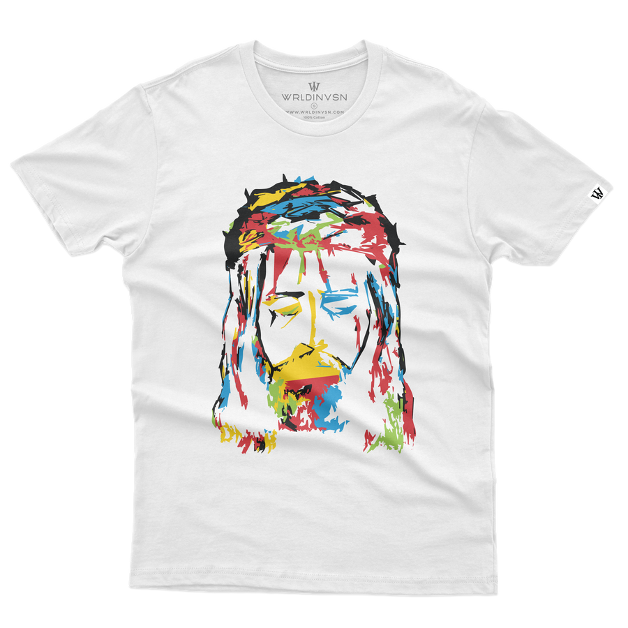 “Abstract Jesus” Tee (White/Colorful)
