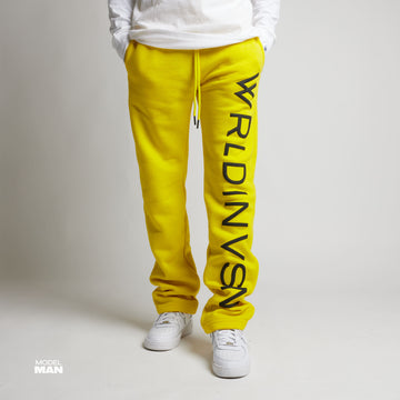 Puff Print Straight Leg Sweatpants (Yellow/Black)