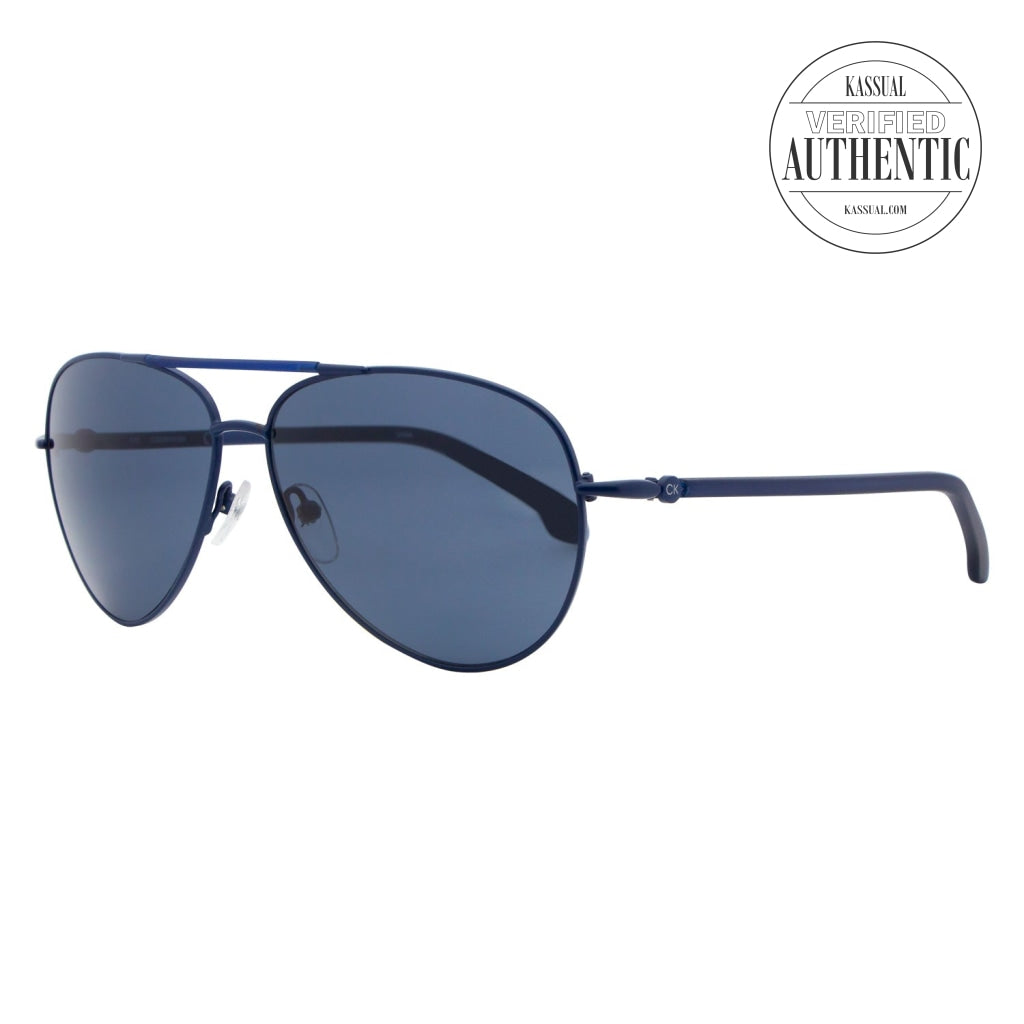 Calvin Klein Aviator Sunglasses CK1184S 243 Navy 59mm 1184