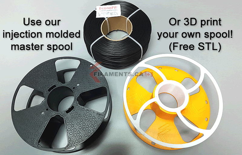 EconoFil Refill Filament 3D printed spool or injection molded spool Canada