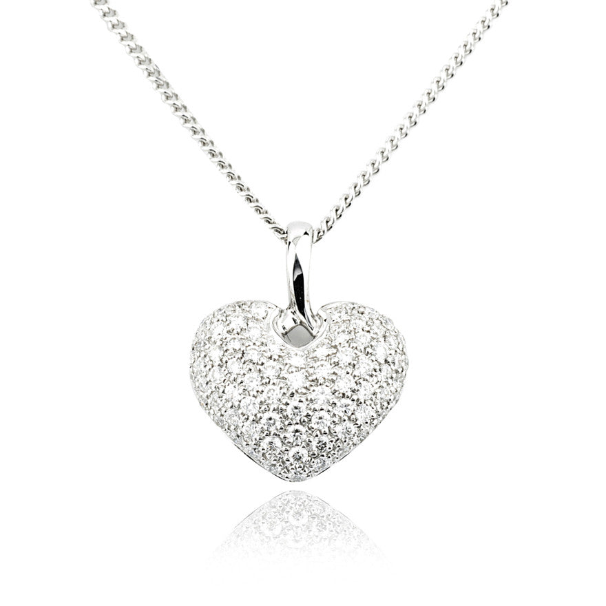 pave set diamond heart pendant in white gold an exquisite diamond set ...