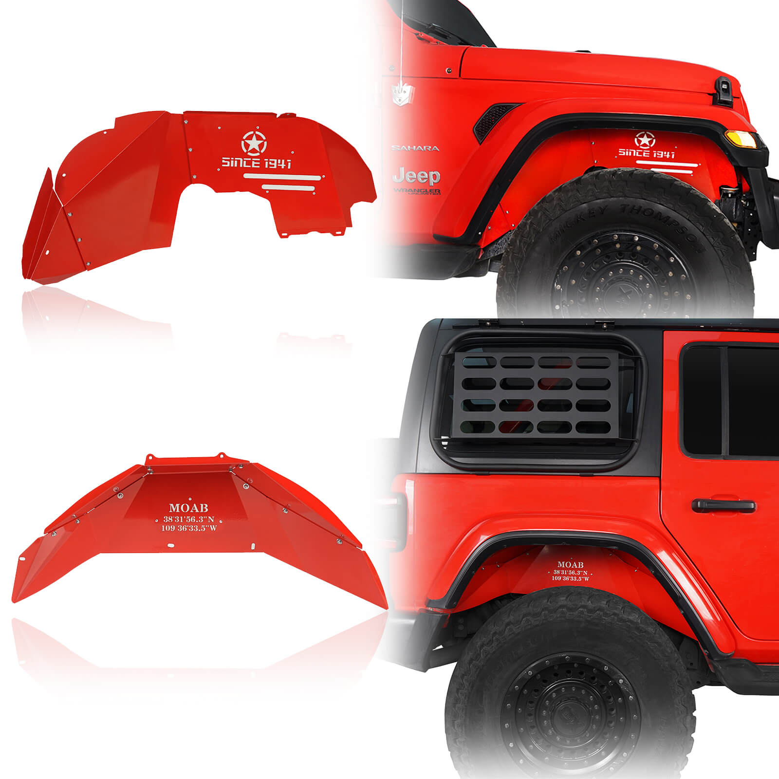 Black / Vivid Red Inner Fender Liners Kits For 2018-2023 Jeep Wrangler JL,  Excluding Sports Version- ultralisk4x4 – Ultralisk 4x4