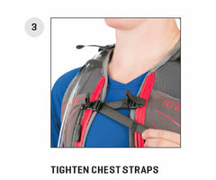 3. tighten chest straps