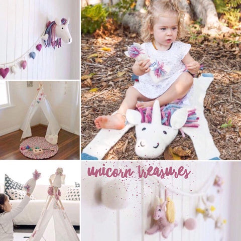 unicorn treasures for gifts styling birthday presents bedroom playroom toys nursery decor