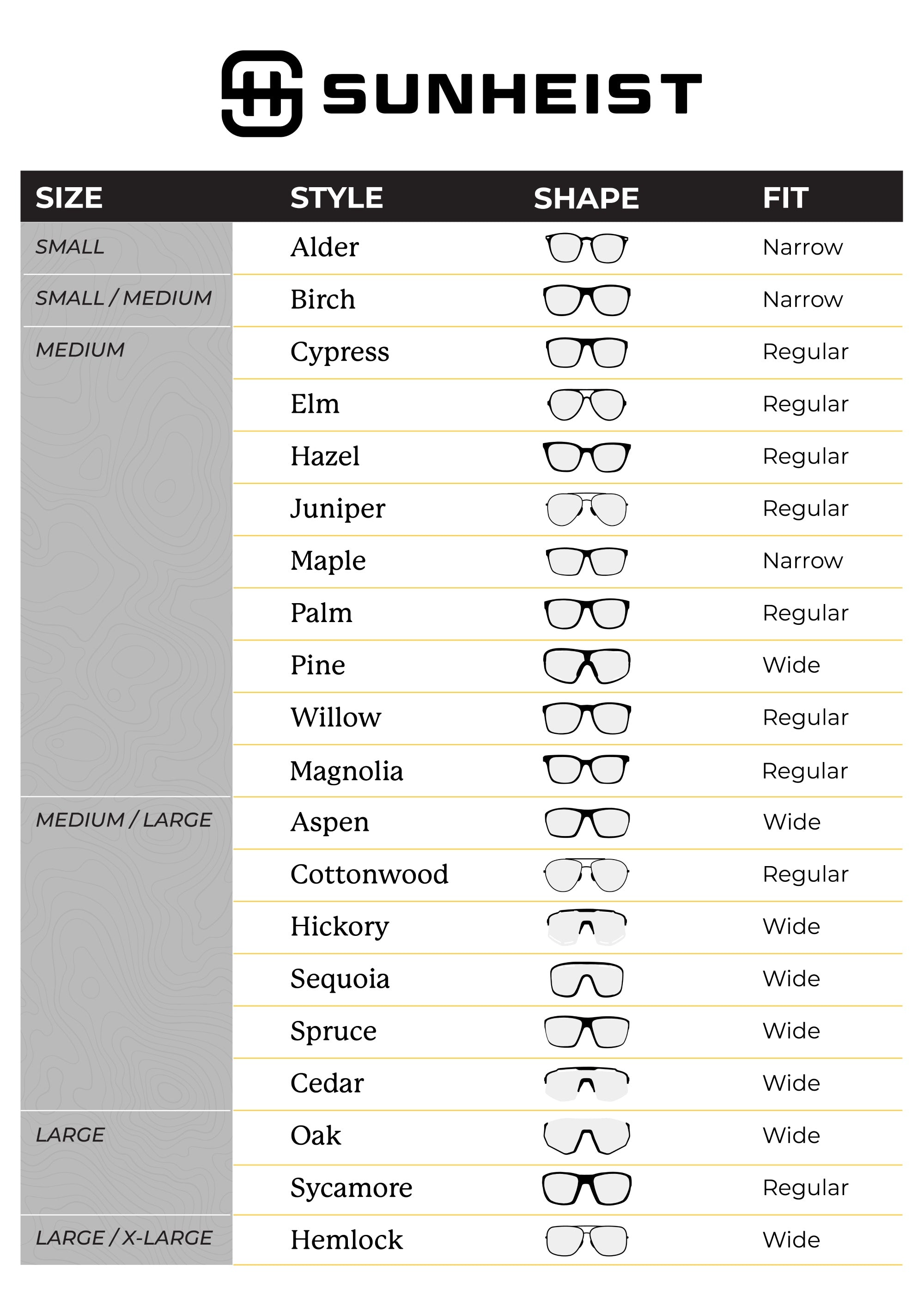 Costa Sunglasses Size Guide