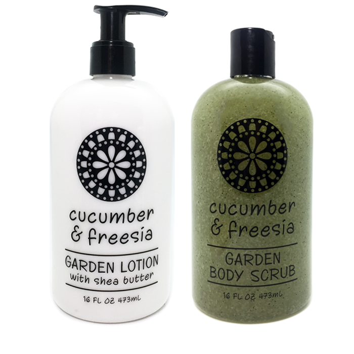 Cucumber and Freesia Lotion and Body Scrub