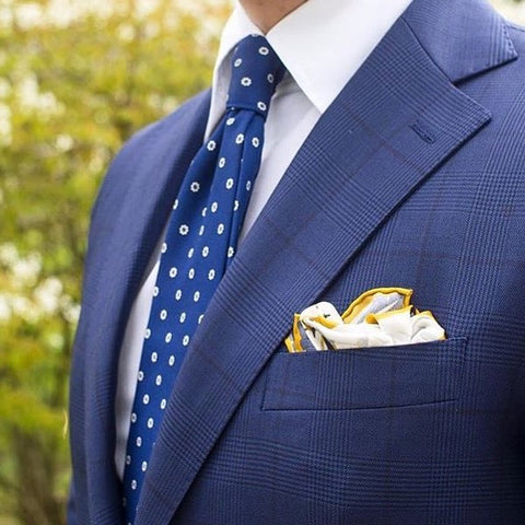 Blue and white tie and pocket square