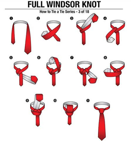 Full windsor tie knot infographic