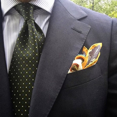 Green tie and pocket square