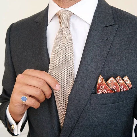 Grey jacket with pocket square 
