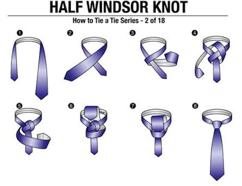 Half Windsor knot infographic