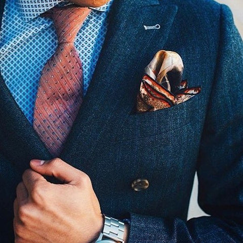 Pink tie and pocket square