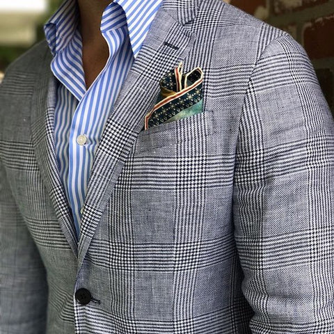 Prince of Wales jacket with pocket square