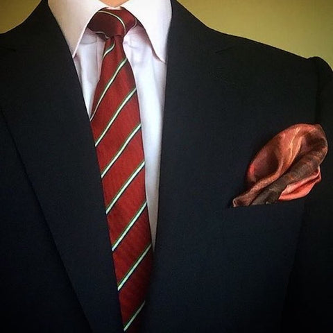 Red tie and pocket square