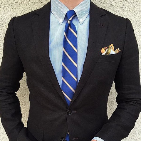 Striped tie with a pocket square