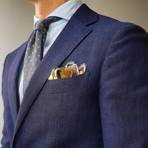 Textured jacket and pocket square