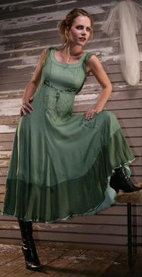 Vintage dresses of green colors