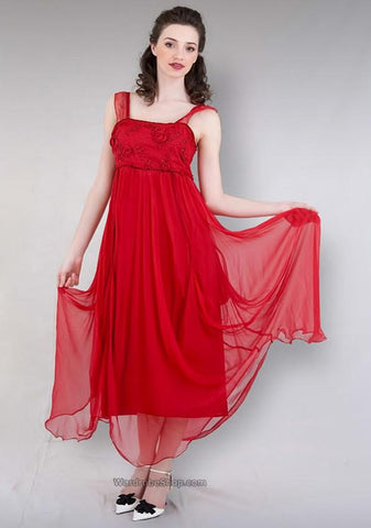 vintage style chiffon red dresses