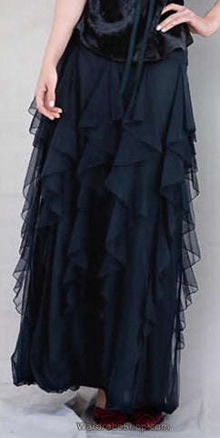 Victorian Frilled Spanish Style Skirt in black