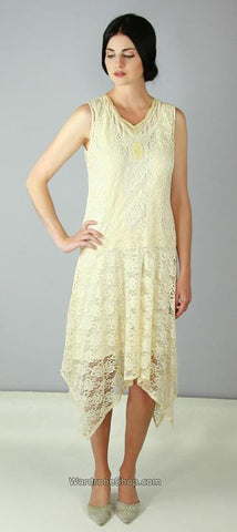 butter colored 1920s style dress