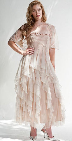 Nataya Vintage Inspired Wedding Gown with Shawl 40042