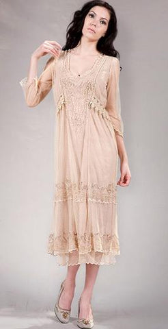 Tea Dress in Beige/Cream