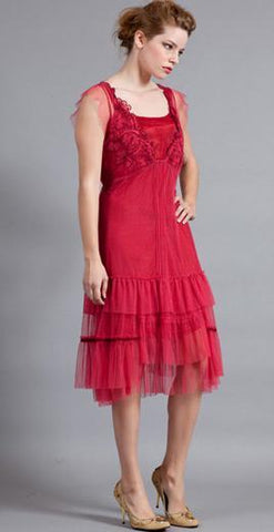 Empire Tulle Dress in red