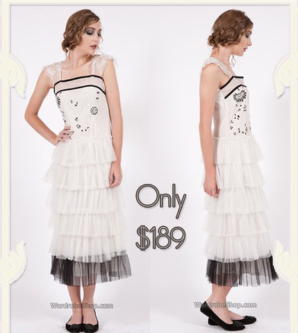 Daisy Buchanan inspired dress in white and black