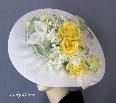 Lady Diane yellow flower fashion vintage hat