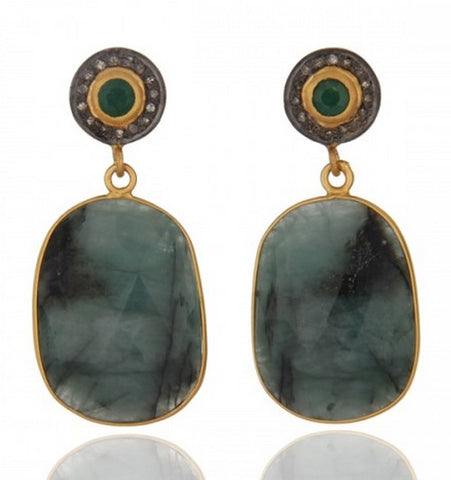 Mystical Stone Vintage Gold Earrings