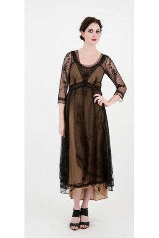 Vintage inspired dress in coco and chocolate shades of black